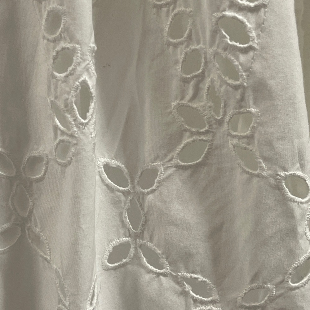 Frank & Eileen Grace Eyelet Lace Midi Dress Long Sleeve Shirtdress White Large - Picture 8 of 10